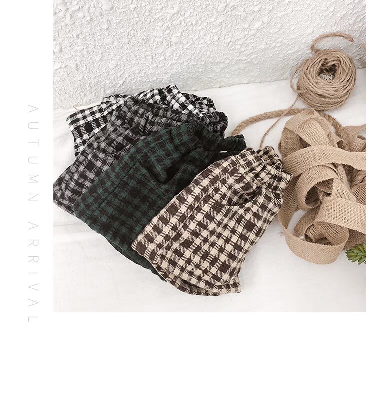 Candy Grandpa Girls Winter Classic Kẻ sọc cộng với nhung Quần short ấm áp Trẻ em Anh Mặc ngoài Quần len quần áo trẻ sơ sinh