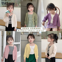 Young Yo-yo Girl Foreign Air Conditioning Sweatshirt Summer New Children Hair Line Slim sunscreen Casual Knit Cardiovert Jacket