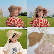 Young Yo-yo Girl Hat 2022 Summer New Children Beach Hat Female Baby Casual Out Holiday Beach Grass Hat