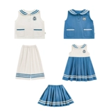 Летняя детская военно-морская освежающая футболка, платье без рукавов без рукавов, комплект