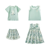 Летнее милое детское мультяшное платье, комплект, короткий рукав, свободный крой