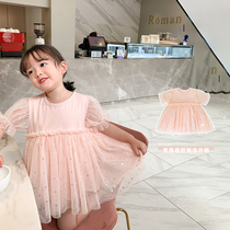 Young Yo-yo Girls Dress Summer New Little Fairy Princess Dresses Princess Dresses Womens Baby Foreign Air Sweet Mesh Yarn Fluffy Dress