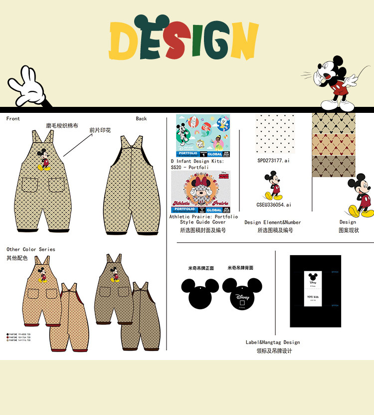 Дисней, детский ретро износостойкий комбинезон, повседневные брюки, штаны, Дисней Микки Маус, в корейском стиле yoehyaul/幼悠 