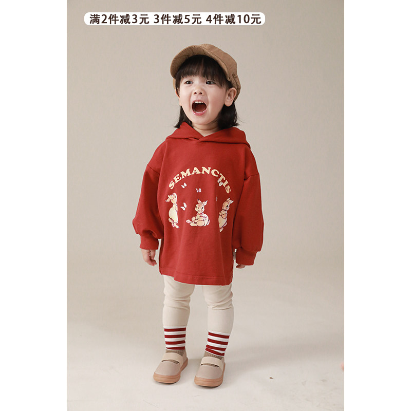 Young Yo-yo Girl Thick T-Shirt Dress 2022 New Kavia Hat Children Blouse Spring Dress Elastic Striped Inside Lap Pants Outside