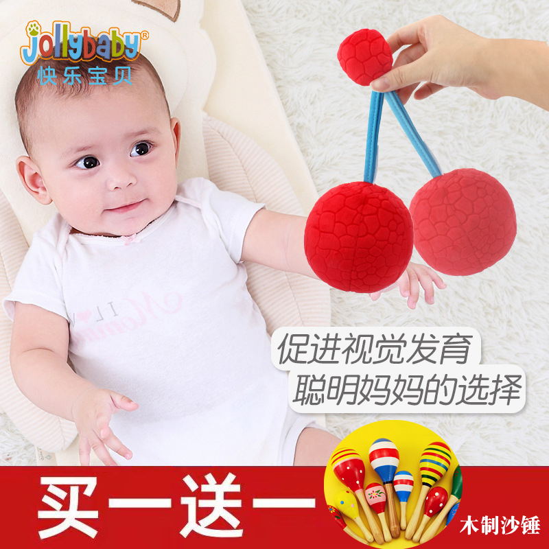 Single jollybaby newborn baby vision chasing red ball vision training black and white ball soft