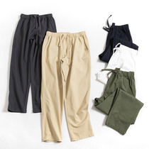 K093 same mens casual pants couples cotton elastic solid color ankle-length pants casual pants