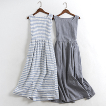 YQ103 designer cooperation 2021 new fresh and sweet art fan sleeveless waist long dress women