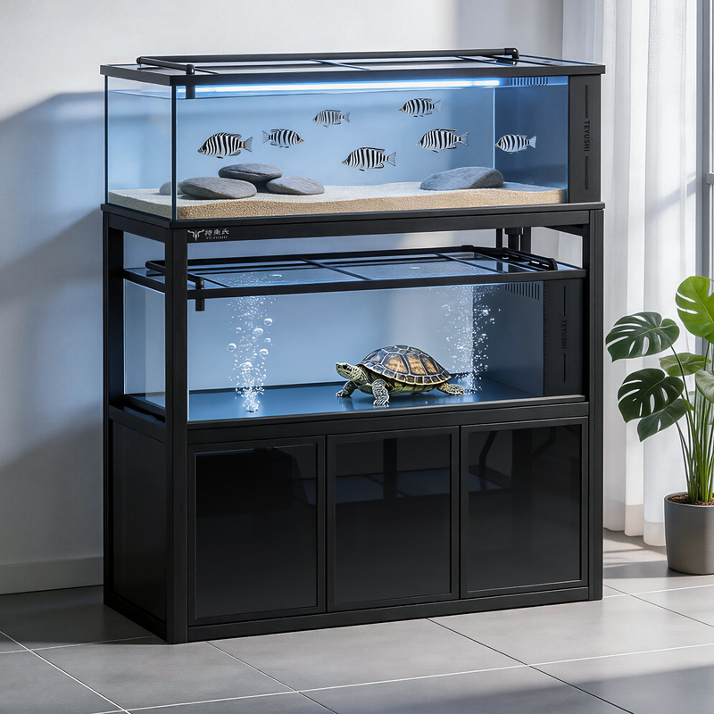 Teyu's Double-Layer Bottom Filter Arowana Fish Tank, Large Living Room Home Use, Upper and Lower Double-Layer Tank, Landscaping Ecological Stream Fish Tank Teyu's Double-Layer Bottom Filter Arowana Fish Tank, Large Living Room Home Use, Upper and Lower Double-Layer Tank, Landscaping Ecological Stream Fish Tank