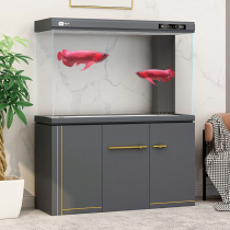 Fish tank living room large ultra-white glass fish tank home 2021 aquarium screen light luxury bottom filter ecological fish tank