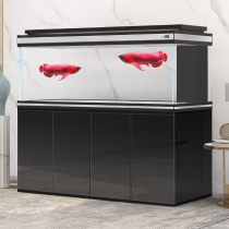 Special fish tank living room large gold crystal ultra-white screen color butterfly glass bottom filter light luxury ecological custom dragon fish tank