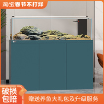 Teyus home living room floor-to-ceiling ultra-white glass bottom filter water grass tank Lanshou goldfish ecological landscaping aquarium