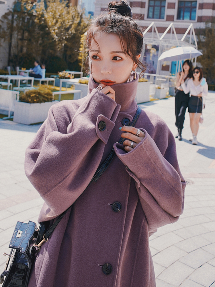 Lecea Alice Cashmere Coat Woman 2022 New A - word Potato Purple Purple Coat for Winter 2022