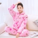 Mùa đông flannel quilted pyjama dịch vụ nhà ba lớp dày lông cừu san hô phù hợp với mùa đông đồ ngủ phụ nữ