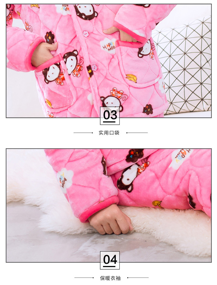 Đồ ngủ mùa đông phụ nữ mùa đông dày mùa đông phụ nữ quilted đồ ngủ đặt san hô nhung nước nhung phục vụ nhà đồ bộ pijama