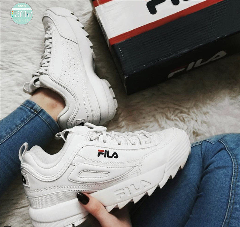 fila disruptor with jeans