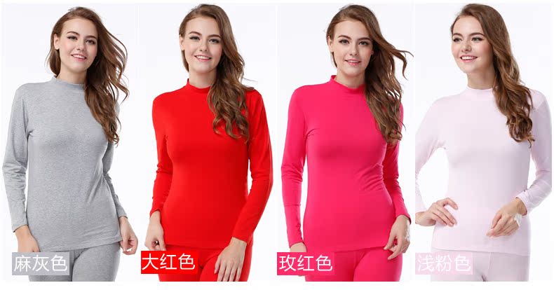 Quần áo cotton mùa thu nữ trung và già mỏng đồ lót nhiệt ở cổ cao một nửa cổ áo cao cotton áo len đơn tay áo dài áo lót mặc vest nam