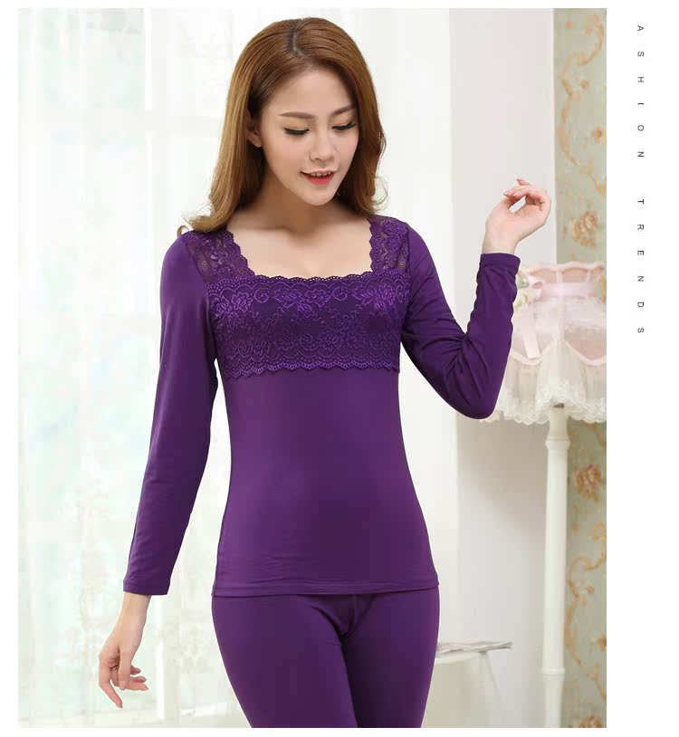 Mùa thu đông nữ mỏng tay dài chạm đáy áo vuông cổ áo ren Slim đồ lót nhiệt đơn mảnh áo khoác Qiuyi Qiuyi đặt áo lót giữ nhiệt nam đẹp