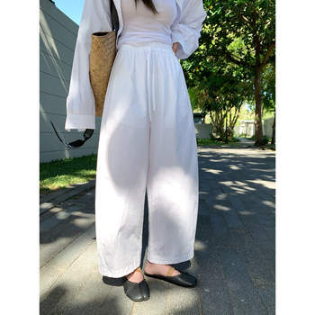 Miss 77 lightweight 100 cotton minimalist row style balloon pants curved a little scimitar casual pants 9-point wide-leg pants