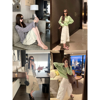 Miss 77 high-end 100 cotton-count high-count loose, lazy, slim workwear washed denim cropped jeans
