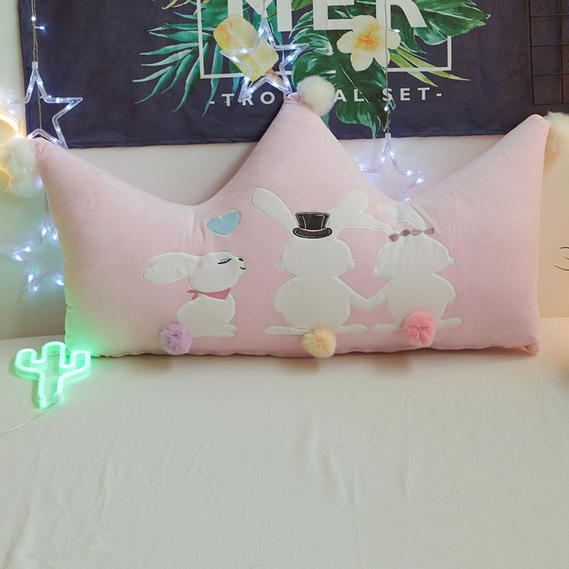 Milky vườn cô gái trái tim vương miện kem gối giường trở lại phong cách Hàn Quốc gió Bắc Âu đệm - Trở lại đệm / Bolsters Chăn gối ngủ văn phòng 3 in 1