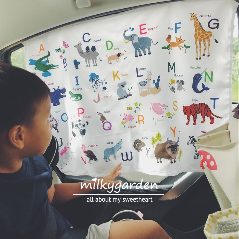milky garden letter cherry animal pattern sunscreen baby cognition shading curtain car suction cup glass curtain