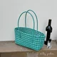 Короткая тканая сумка малахитового зеленого цвета｜Без внутренней сумки.