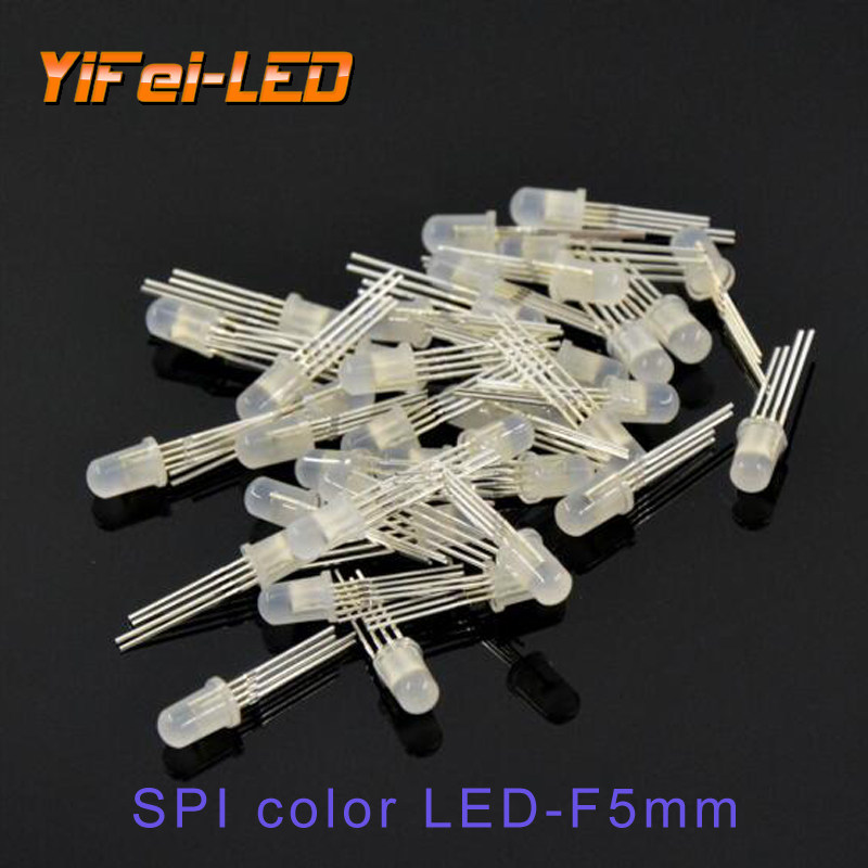 WS2812 plug-in lamp bead F5RGB built-in IC 5V programmable in-line 5MM magic color in-line full-color LED