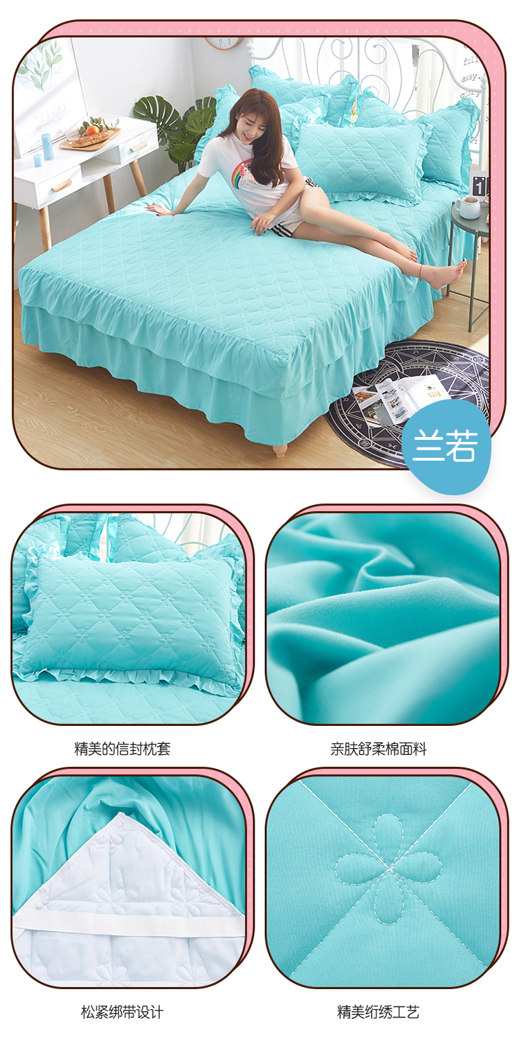 Màu sắc có thể giặt được đệm bông đệm giường váy đơn mảnh 1,5 m 1,8m2.0 trải giường Simmons bảo vệ thảm drap giường có viền