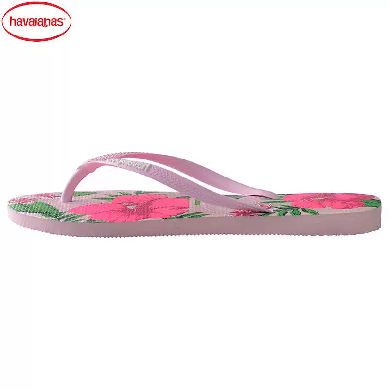 Сандалии-шлепанцы Havaianas для женщин с узкими лямками, цветочный узор в стиле Slim Floral, розовый ()