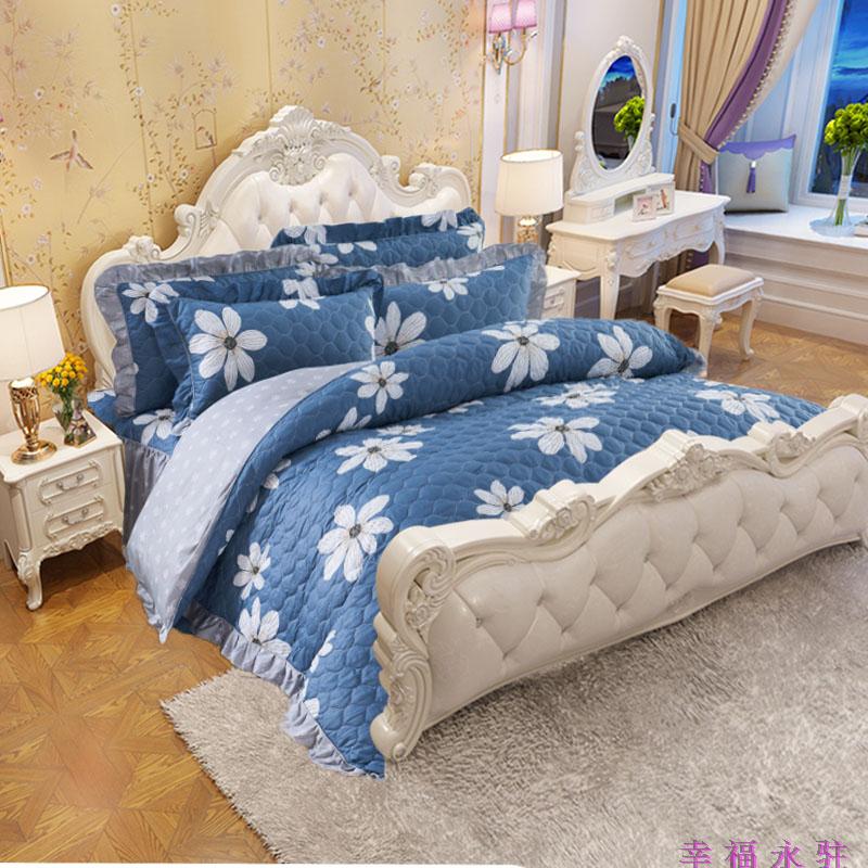 Chần bông trải giường cotton phong cách Châu Âu bedless giường váy mảnh duy nhất cotton cộng với cotton bed cover giường với giường baffle