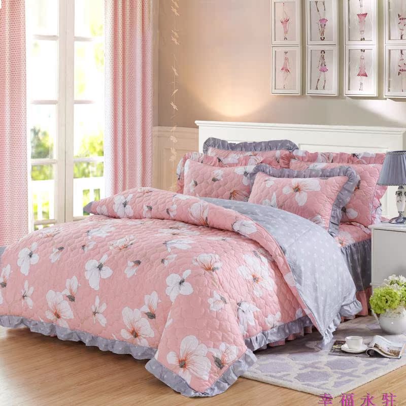 Chần bông trải giường cotton phong cách Châu Âu bedless giường váy mảnh duy nhất cotton cộng với cotton bed cover giường với giường baffle