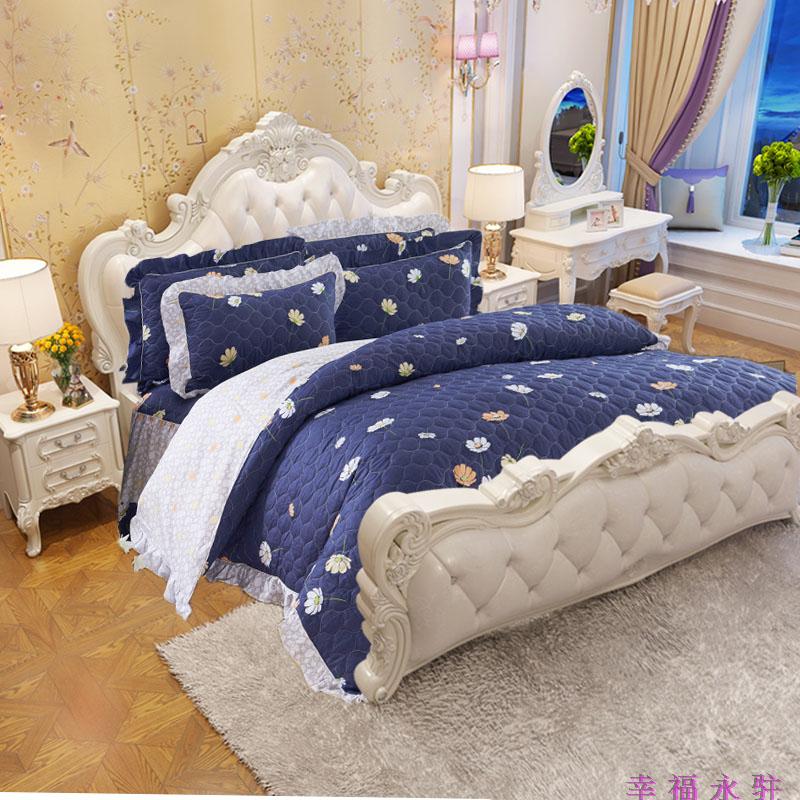 Chần bông trải giường cotton phong cách Châu Âu bedless giường váy mảnh duy nhất cotton cộng với cotton bed cover giường với giường baffle