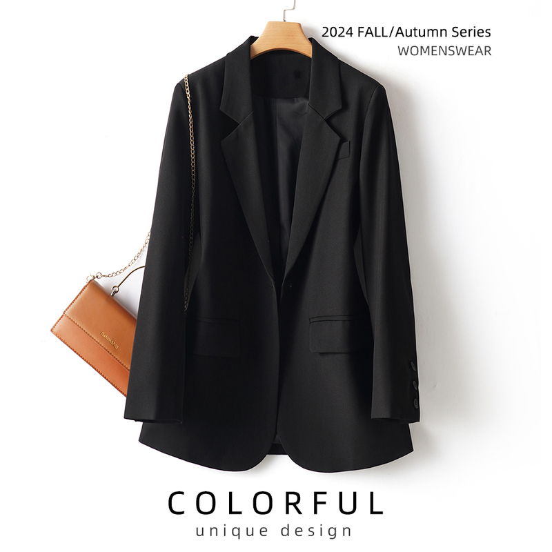 Loose and Slimming Black Blazer for Women, 2026 Spring and Autumn New Style, Single-Button Design, Korean Style Casual Small Suit