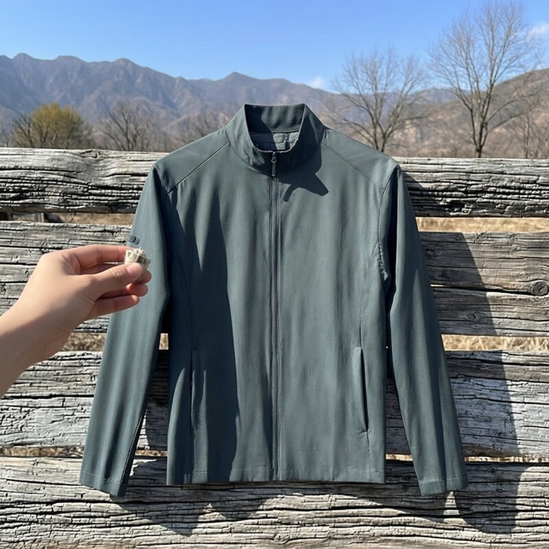 Upf50+ Ice Silk Sun Protection Jacket Men's Summer Stand Collar Thin Sports Loose Large Size Middle-Aged Dad Jacket
