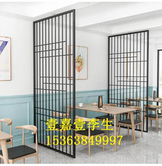 Light luxury stainless steel screen partition titanium post-modern simple new Chinese style living room entry door Yijiayi metal