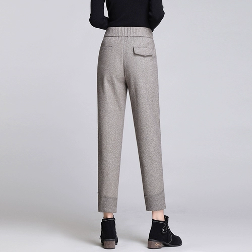 Демисезонные леггинсы, шерстяные штаны, 2020, высокая талия, свободный прямой крой