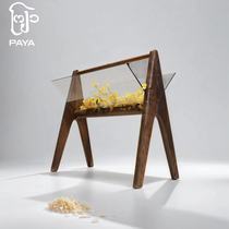 Paya – panier à livres en bois et verre ancien rangement de livres étagère fendue de style wabi-sabi