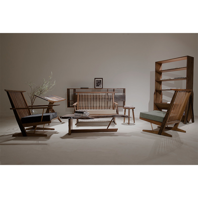 news-1-1 户外古木中岛乔治沙发椅带扶手实木沙发椅简约侘寂风椅子家用-阿里巴巴