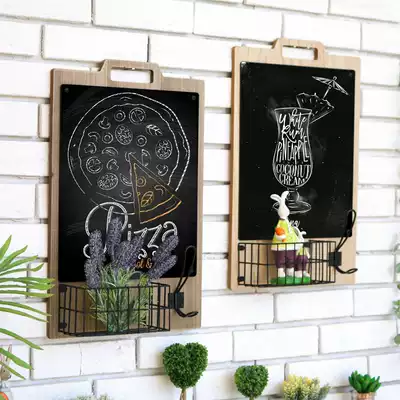 American creative message wall hanging hook storage wooden large blackboard Shop dining room Cafe wall decoration hot sale