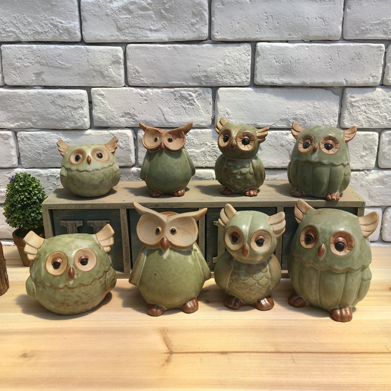 American Countryside Day Style Retro Doing Old Ceramic Matt Cute Owl tabletop Tabletop Separator Decoration Pendulum design