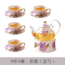 F English afternoon tea set set household European ceramic heat-resistant glass pot candle heating boiled fruit scented tea