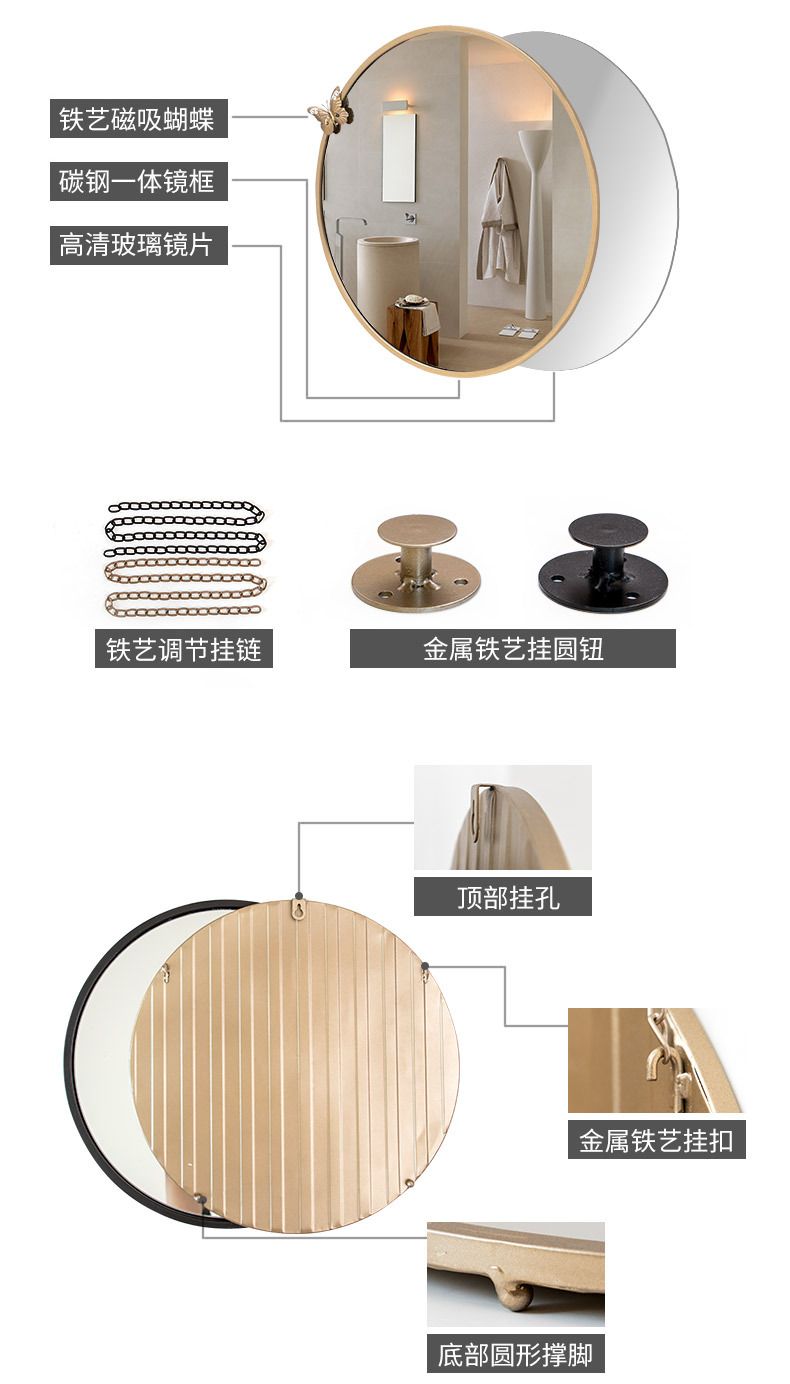 Gương lắp hộ gia đình kết hợp gương phòng tắm gương phòng tắm phòng tắm gương trang trí treo tường gương tường gương dài - Gương gương màu xám khói