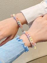 Magnet phase suction bracelet duo couple girlfriends small leather gluten student Jane about girl hand rope to weave diy pair