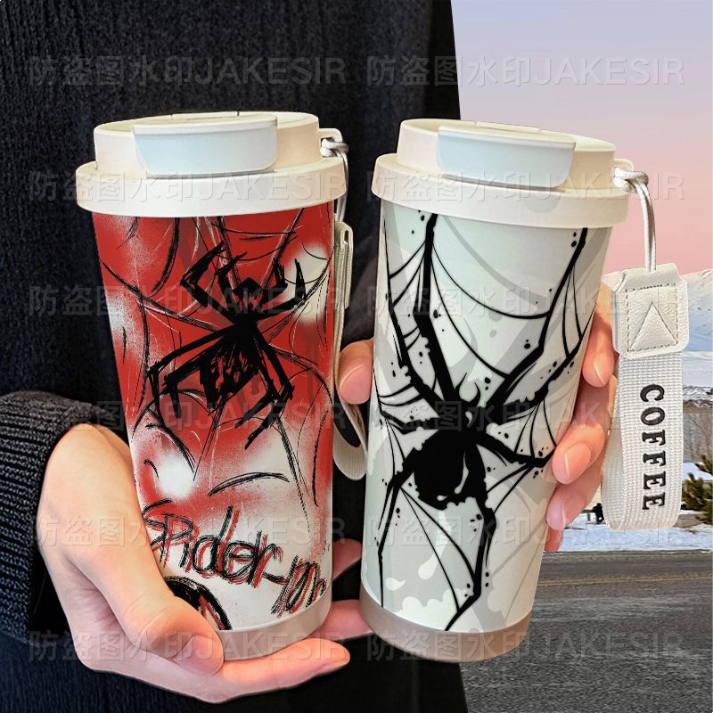 Spider-Man Personalized Creative Thermos Cup Stainless Steel Student High-Value Straw Double-Drink Large-Capacity Coffee Cup Spider-Man Personalized Creative Thermos Cup Stainless Steel Student High-Value Straw Double-Drink Large-Capacity Coffee Cup