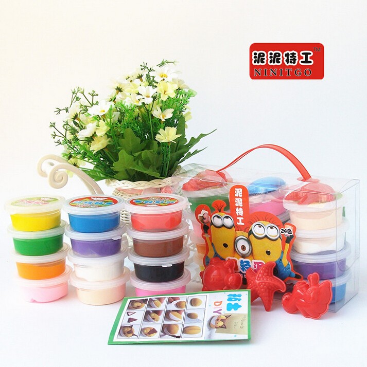 Siêu nhẹ đất sét 24 màu trẻ em plasticine không độc hại màu đất sét phù hợp với không gian đất sét mềm gốm 36 màu 12 màu đồ chơi