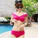 Phiên bản Hàn Quốc luôn thay đổi cách mặc bikini màu huỳnh quang hỗ trợ áo tắm quây ngực áo tắm ngực hoa hồng đỏ tím gợi cảm - Bikinis