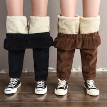 Corduroy pants Womens autumn and winter thickened Korean version loose Dad pants Large size velvet straight tube casual Harun velvet pants