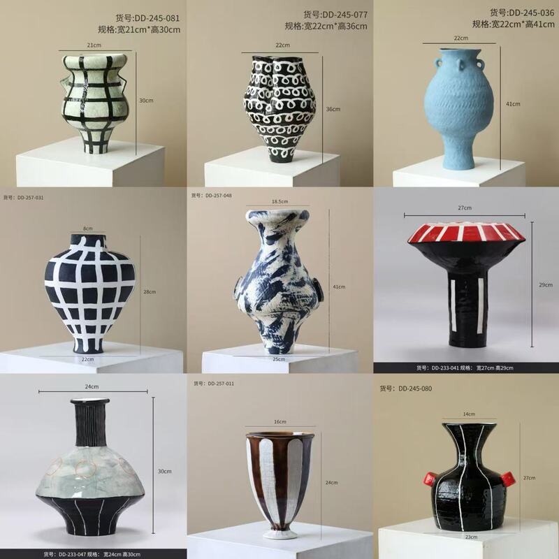 Creative Ceramic Designer Green Vase Jingdezhen Porcelain Ornaments Design Art Handmade Flower Ware Decorations
