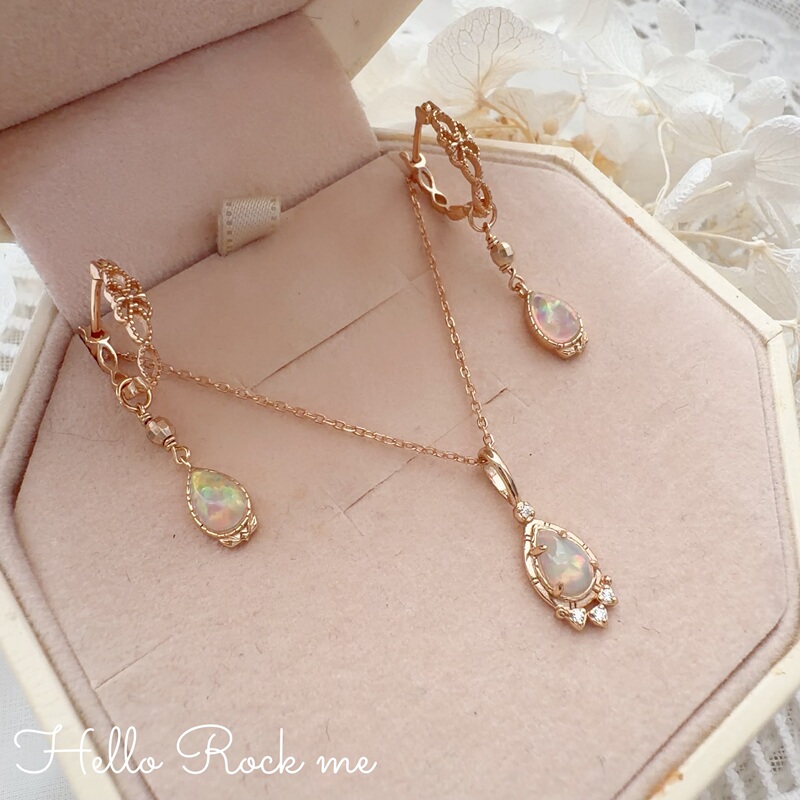 Japanese-Style Light Luxury, Vintage Natural Opal, Elegant and Versatile, Suitable for Commuting, with a Sense of Design, 925 Silver Earrings, Necklace, and Ring