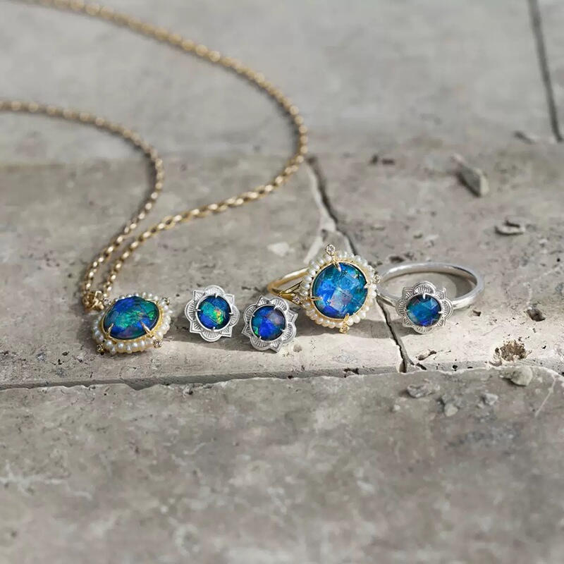 Japanese-Style Light Luxury Vintage Natural Australian Opal Elegant Mosaic Craftsmanship 925 Silver Earrings Necklace Bracelet